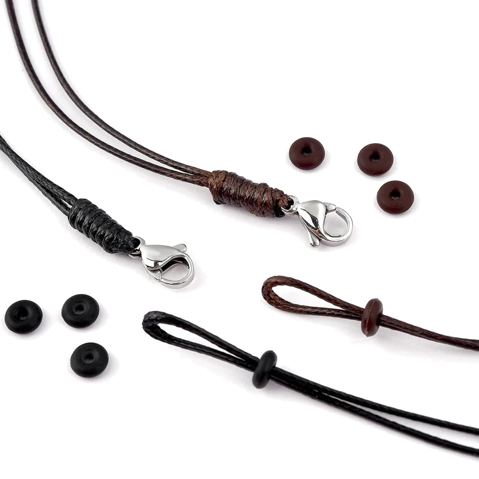 Collana In Corda Di Caucciù Con Chiusura In Acciaio Inox Nero – 3 Mm Di Spessore, Lunghezza 45,5 Cm, Gioiello Minimal