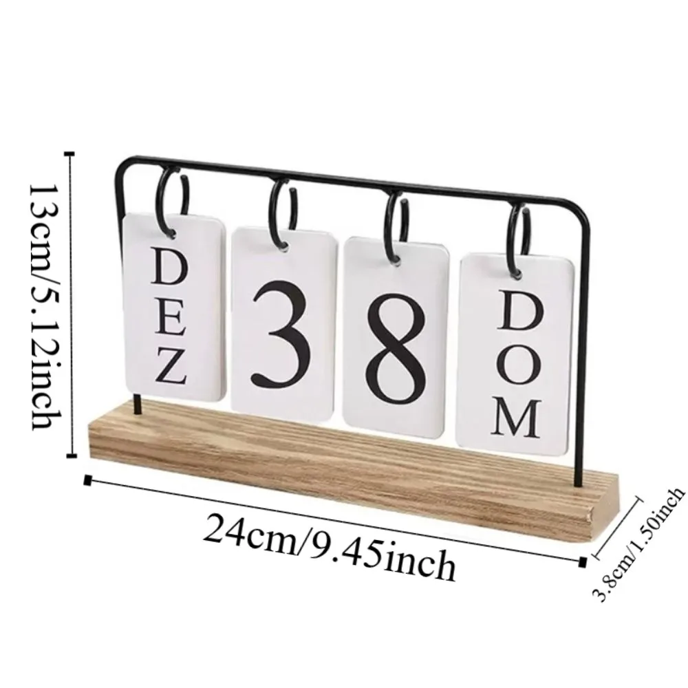 New Wooden Desktop Flip Calendar Vintage Creative Series Standing Calendar DIY Date Display Wooden Calendar Office Decoration