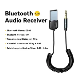 Wireless Bluetooth Audio Receiver and Transmitter with 3.5mm Jack and USB Connection for Music and Hands - Free Calls (Black)