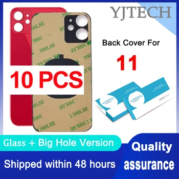 10PCS / Lot Big Hole Back Glass For iPhone 11 Back Battery Cover Rear Door Back Housing Case Replacement Part