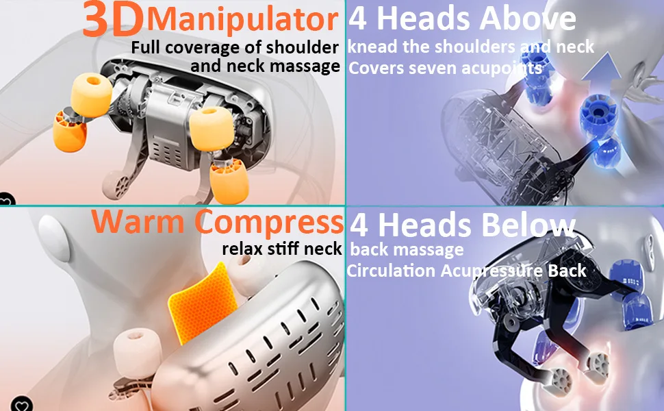 Neck Massager For Pain Relief Rechargeable Trapezius Muscle Kneading Shoulder Cervical Spine Multifunction Body Home Massagers