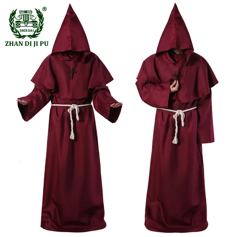 

Medieval Halloween Christian Friar Priest Robes Witch Wizard Cloak Cape Party Death Ghost Vampire Devil Demon Cosplay Costumes