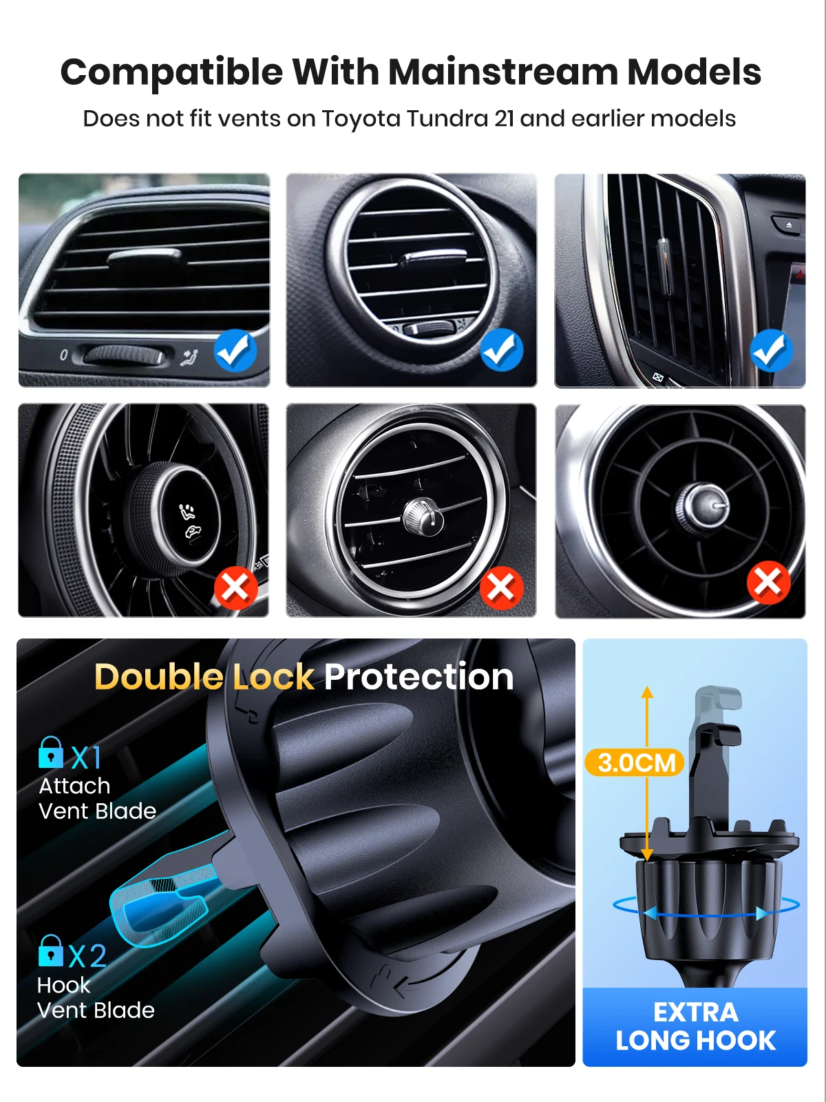 [2-Pack]Phone Holder Car Clip Phone Mount for Car Phone Holder Air Vent Hands Fr