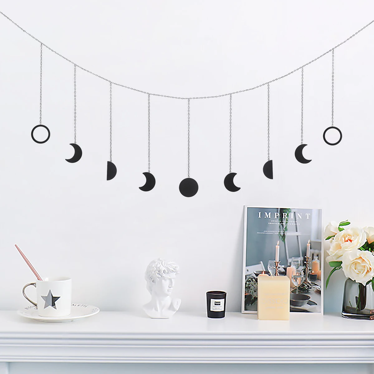 Moon Shining Phase Garland Decoration Chains Boho Gold Wall Hanging Ornaments Support Dropshipping Decoracion Habitacion