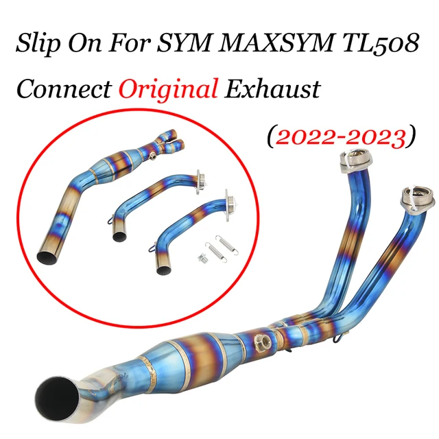 Front Link Pipe Connect Original Muffler For Maxsym TL508 2022 2023 Slip-On Motorcycle GP Exhaust Escape Systems Titanium Alloy