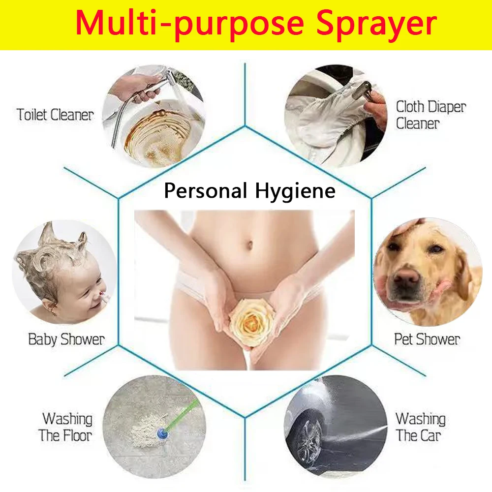 4pc/Set Portable Bidet Toilet Sprayer Bidet Shower Faucet Stainless Steel Woman Cleaning Head Anal Tap Wash Bathroom Accessories 5