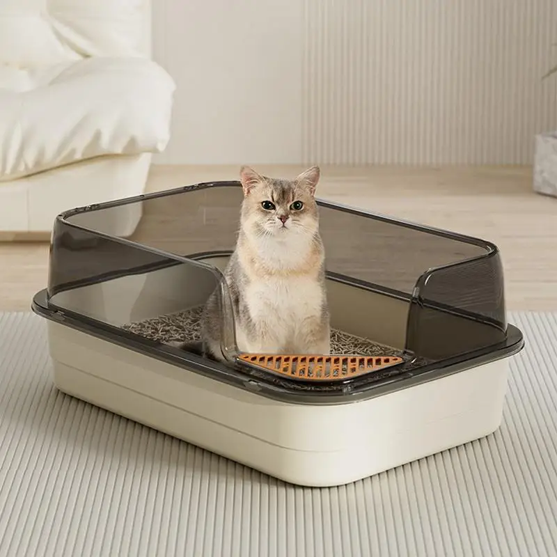 반밀폐형 고양이 쓰레기통, 스플래시 방지, 초대형 오픈 고양이 변기
