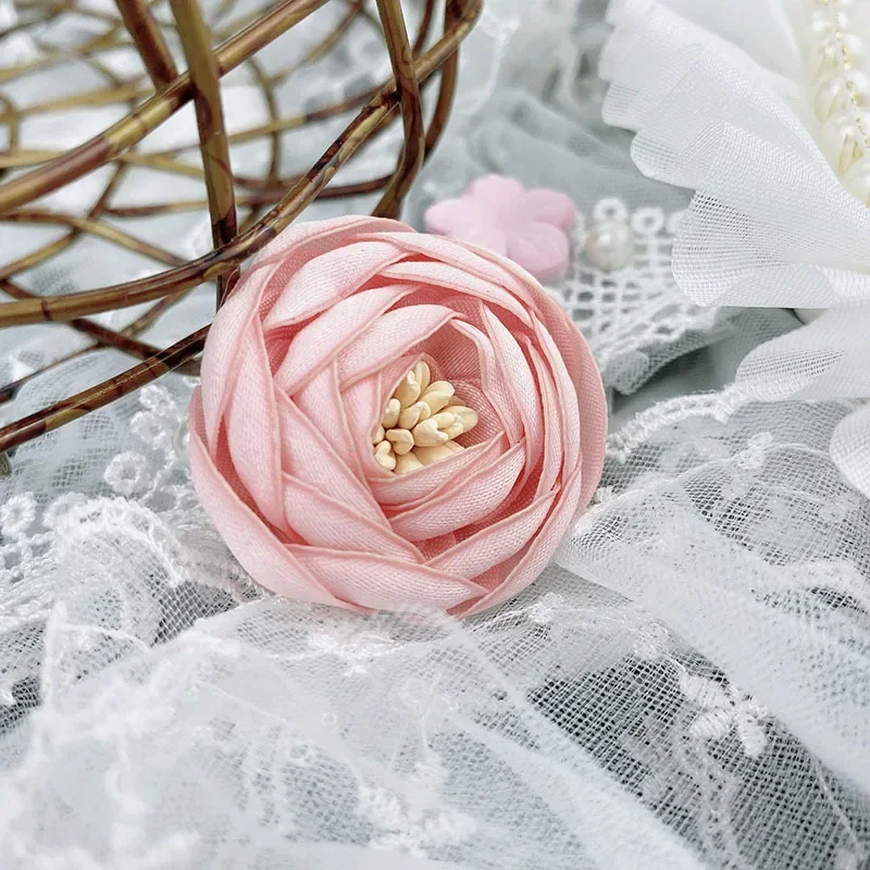 Satin Fabric Flower DIY Corsage Shoe Flower Handhold Rose Hanbok Lolita Skirt Hair Accessories Headpiece Accessories Sewing