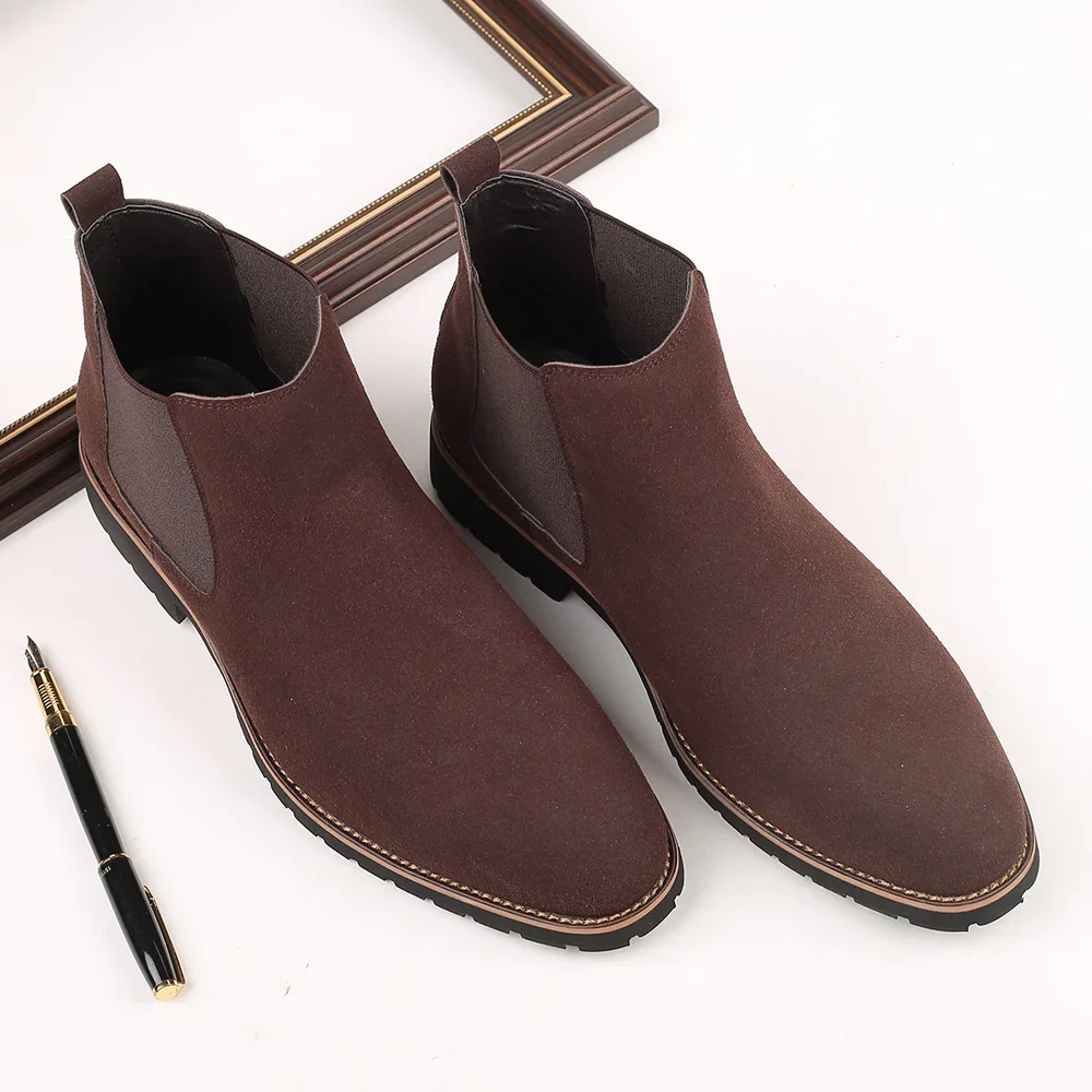 

Winter Classic Men's Chelsea Boots Trend High Top Shoes Men's Business Short Boots Casual Ankle Boots Big Size：38-48