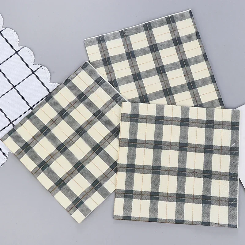 2-Ply Plaid Printing Paper Napkins 10/20pcs/pac paper napkins,tissue paper decoration