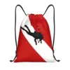 Scuba Dive Flag Bubble Red White Drawstring Backpack Women Men Gym Sport Sackpack Portable Diving Shopping Bag Sack 1