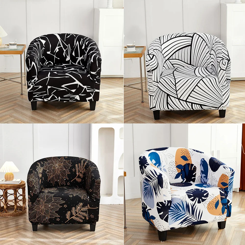 

1PC Elastic Single Club Sofa Cover Floral Print Tub Chair Covers Stretch Spandex Armchair Slipcovers for Bar Counter Living Room