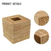 Square Rattan Tissue Box Cover Hand Woven Wicker Tissue Holder 5.7x5.7x5.7 In For Home Living Room Office Bathroom 2
