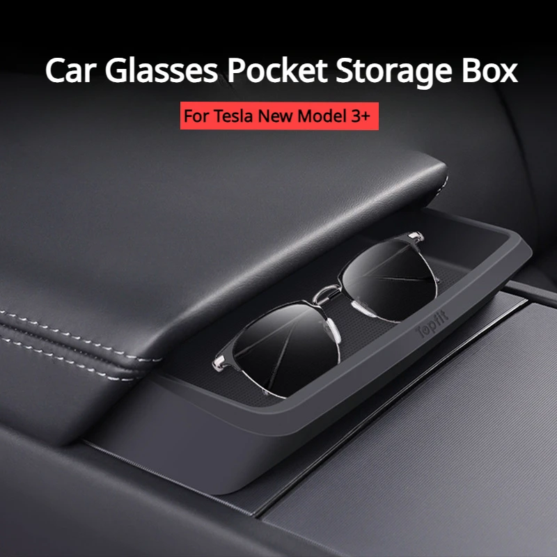 

Central Control Glasses Pocket Storage Box for Tesla New Model 3+ Highland 2024 Car Armrest Box Key Sunglasses Bag Storage Case