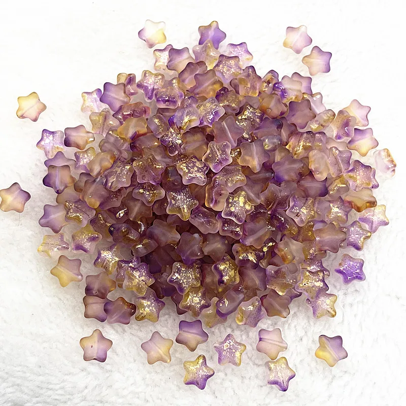 30pcs 8mm Iridescent Star Beads for DIY Jewelry and Crafting