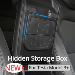 Hidden Storage Box for Tesla Model 3+ Armrest Holder Box Privacy Storage Box Organizer New Model3 Highland 2024 Car Accessories