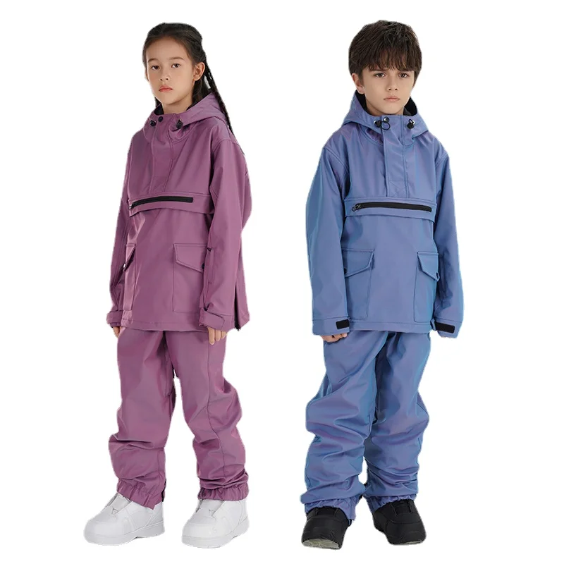 Children Ski Suit Girls Boys Snowboard Thickened Winter Snowsuit Warm Waterproof Youth Jacket Pants Overalls Clothing