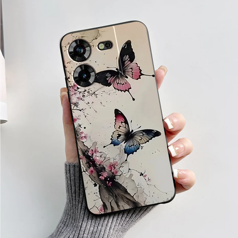 Stylish Black Silicone Phone Case with Pattern - Slim and Soft  Cover