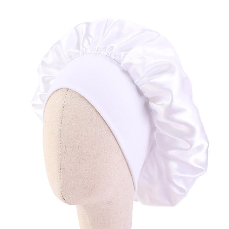 Kids Satin Solid Color Sleeping Hat Night Sleep Baotou Cap Cute Bow Elastic Hair Care Bonnet Nightcap Bonnet Turban Headwear