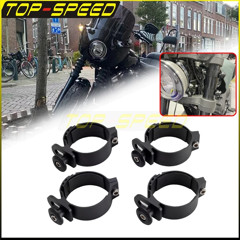 4X Morsetti Per Montaggio A Forcella Anteriore 35-55Mm Staffa Per Carenatura Del Parabrezza Supporto Hardware Per Harley Dyna Street Bob Low Rider S W