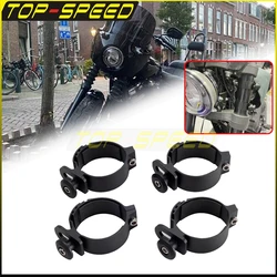 4x Front Fork Mount Clamps 35-55mm Windshield Fairing Bracket Hardware Support For Harley Dyna Street Bob Low Rider S Wide Glide