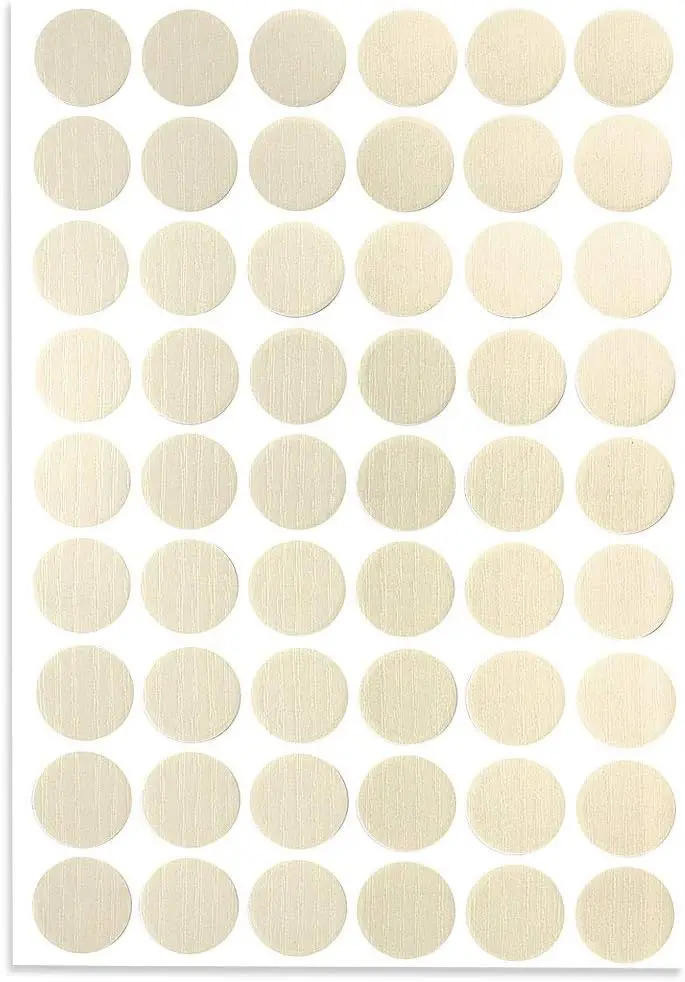 

Screw Hole Covers Stickers Textured Plastic Self Adhesive Stickers for Wood Furniture Cabinet Shelve Plate 21mm Dia 54pcs in 1Sh