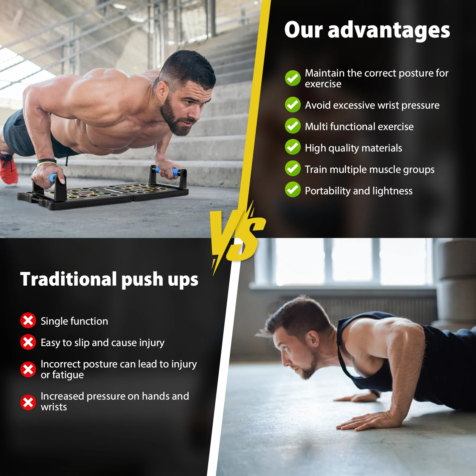 Portable Multifunctional Push-up Board - Fitness and Muscle Training Device Home Workout Set Foldable Push Up Bar Resistance