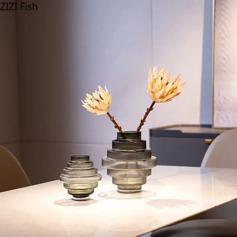 Creativity Amber Glass Vase Hydroponics Flowers Pots Tower Shape Flower Arrangement Desk Decoration Floral Vase Modern Decor 5
