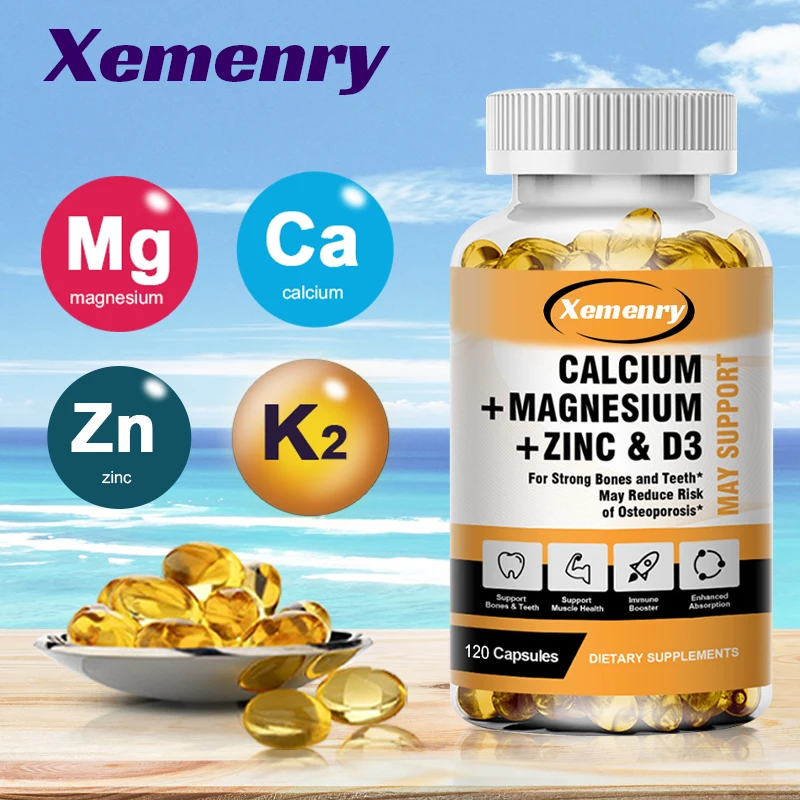 Xemenry Calcium Magnesium Zinc for Strong Bones & Teeth Heart, Helps