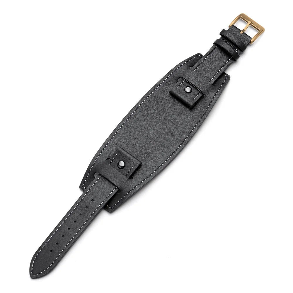 Elegant Leather Watch Strap in Retro Business Style - Black & Brown Bracelet Wristband