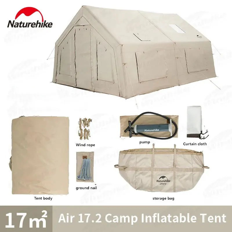 

Палатка Naturehike туристическая надувная, большая, 600D полиэстер, 1 комната, 1 зал