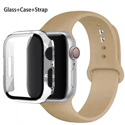 Premium Silicone Sport Band with Glass and Protective Case - 45mm series 7 8 9 (28 walnut)