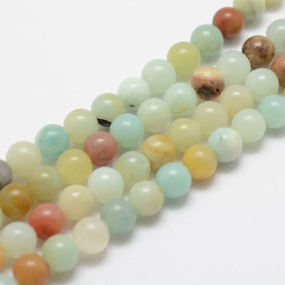 

1 Strand 4mm 6mm 8mm Round Natural Stone Beads Flower Amazonites Loose Beads for Jewelry Making DIY Bracelet Minerals Beads