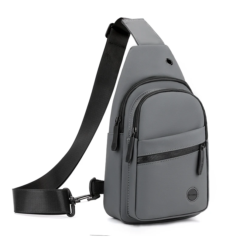 Men's chest bag, crossbody bag with mobile phone pocket, adjustable shoulder strap, multiple pockets, suitable for sports and tr