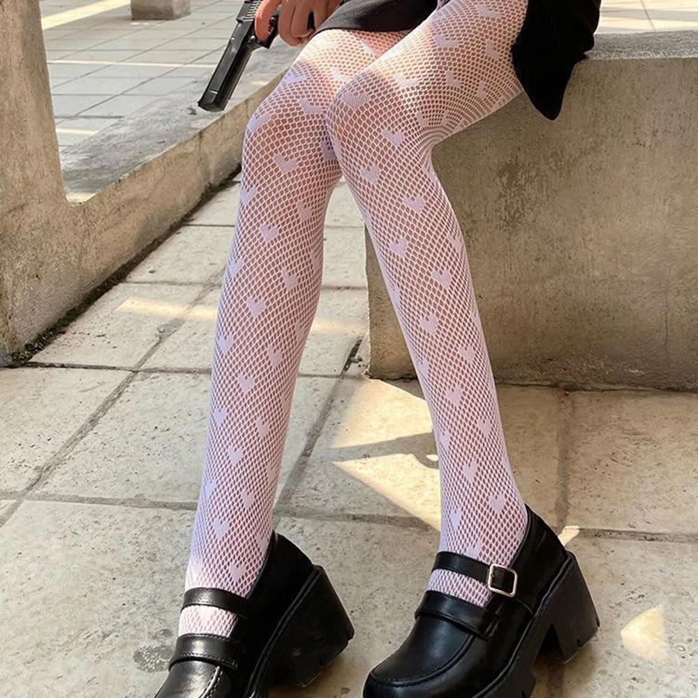 

Women Sexy Tights Fashion New Pattern Print Fishnet Stockings Rose Flower Vine Lolita Mesh Pantyhose Harajuku Club Party Hosiery