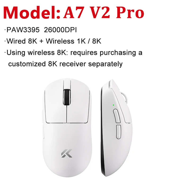 MCHOSE A7 V2 Pro ホワイト MCHOSE Newly Upgraded A7 V2 Pro /Ultra Gaming Mouse Tri-Mode