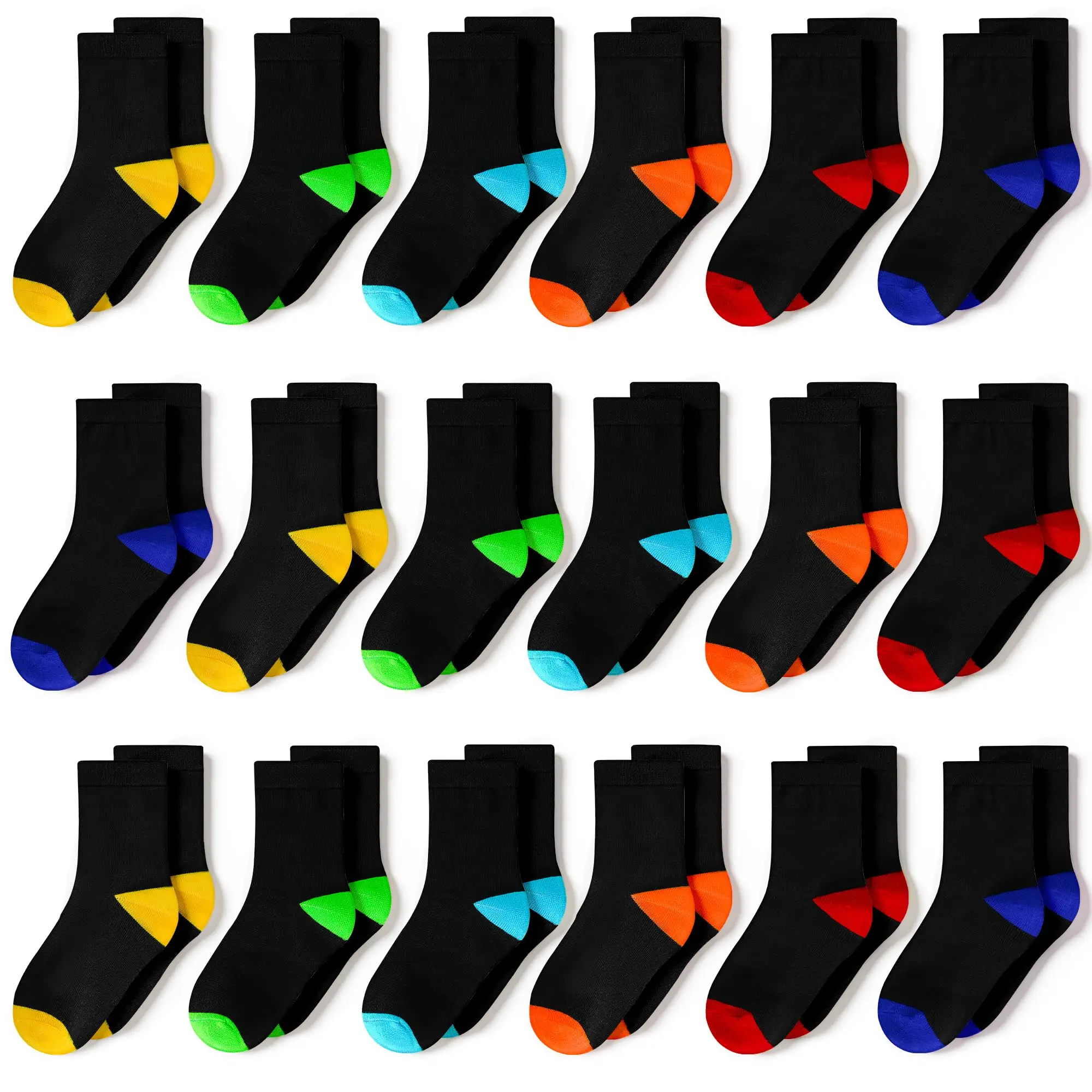 18-Pack Vibrant Crew Socks for Kids – Soft & Breathable Everyday Wear