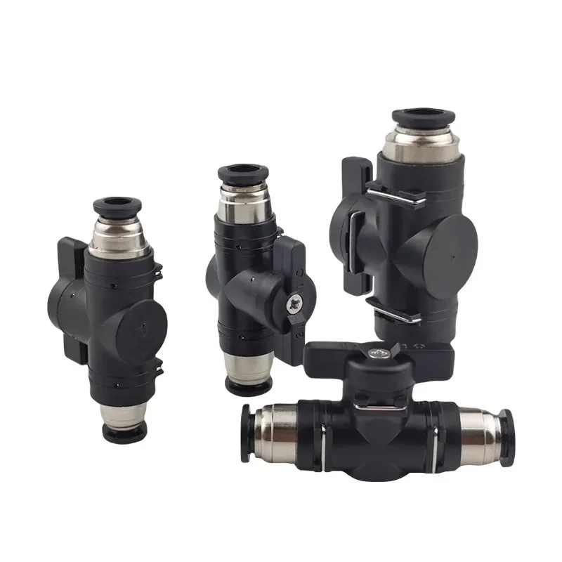 10/50/200 PCS BUC Air Hand Valve-Pneumatic Push In Quick Joint Connector Manual Plastic Controller (4mm, 6mm, 8mm, 10mm, 12mm)