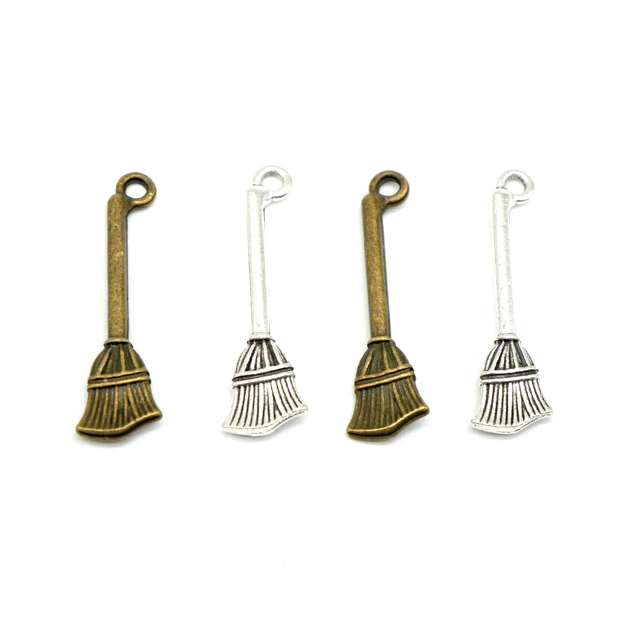 

20pcs Broom Charms Tibetan Silver Plated Alloy Metal Halloween Pendants Accessories for Jewelry Making DIY Handmade Craft