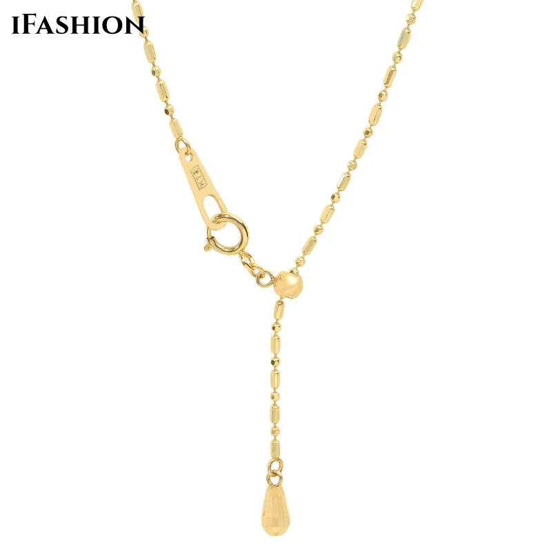 

IFASHION Real 18K Gold Original Chain Au750 Water Droplet Drop Chain Women's Adjustable Boutique Fine Jewelry Gift