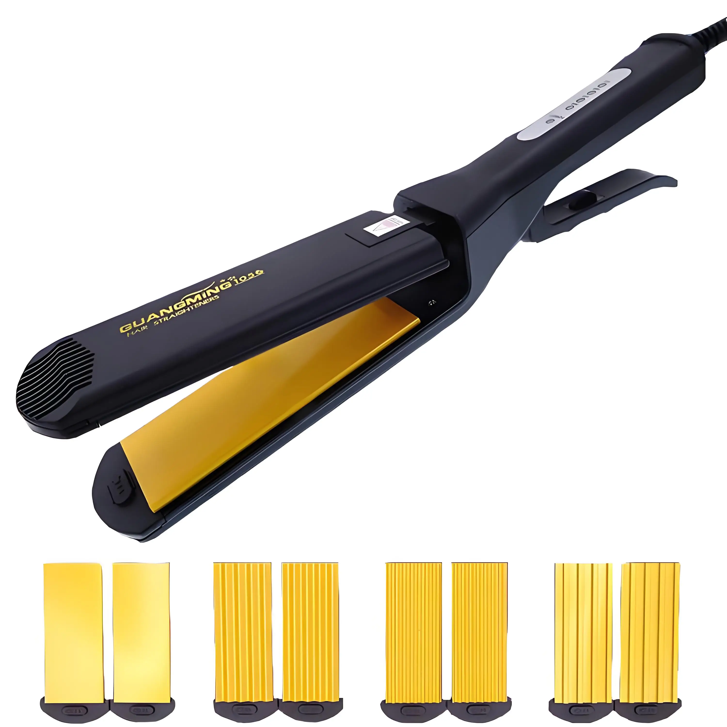 4-in-1 Women Interchangeable Plates Hair Straightener Crimping Iron Crimper Hair Styling Tool deep wave Straightening Iron