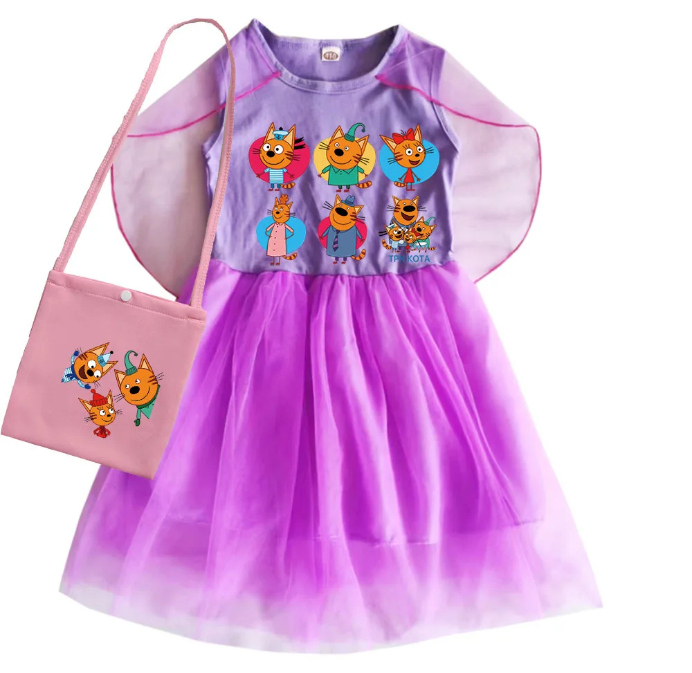 Russian Cartoon Happy Cats Costume for Kids - Three Little Kittens Summer Dress