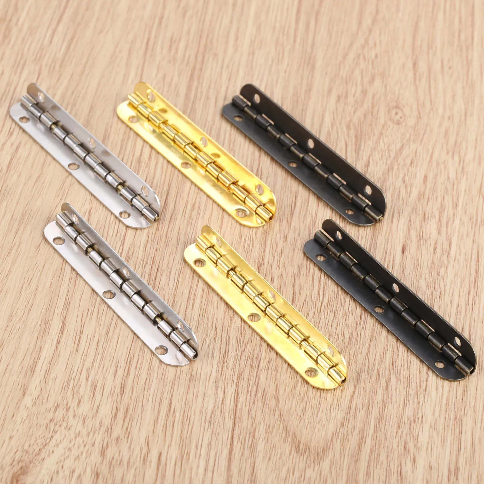 Hinges + 24 screw Rounded Long 6 Holes Silver/Antique bronze/Gold 65*15mm Retro Decor Chest Wood Jewelry Box 90/180 Degree 4pcs