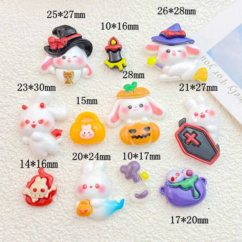 Description Picture 2 of item10Pcs New Cute Resin Animal Halloween Series Flat Back Parts Embellishments For Hair Bows Accessories