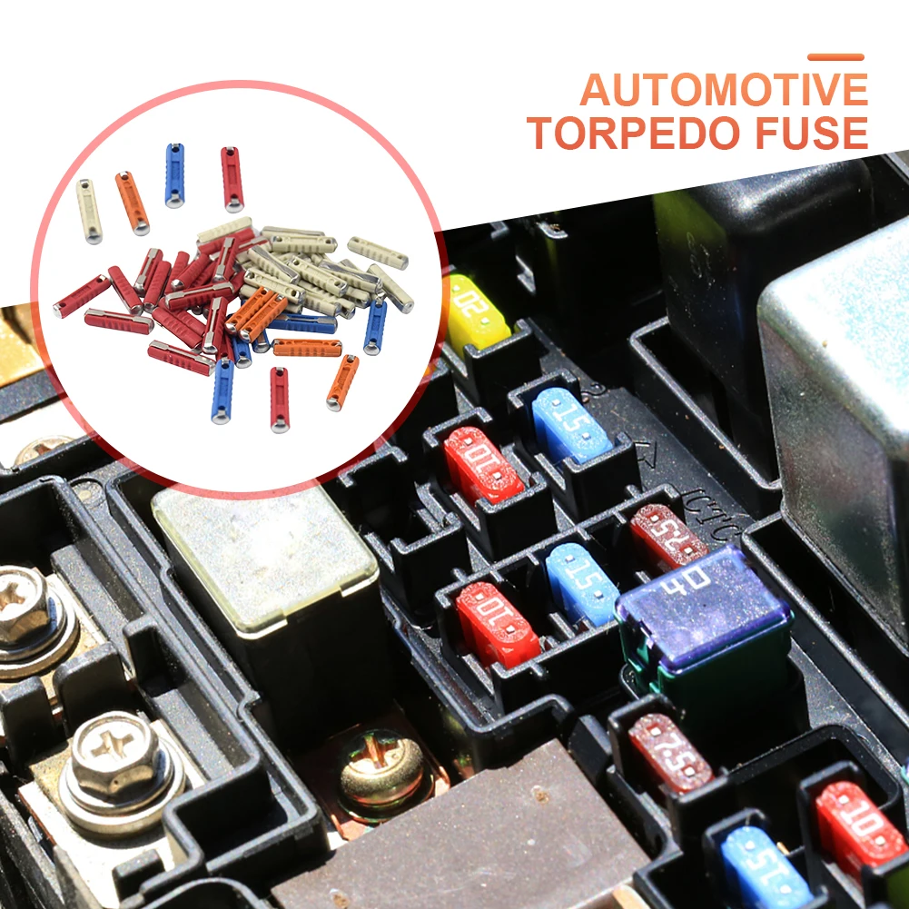 Classic Car Auto Fuses Kit 50Pcs/Set Car Durable Ceramic Fuse Torpedo-Type Assorted Box 5A 8A 16A 25A