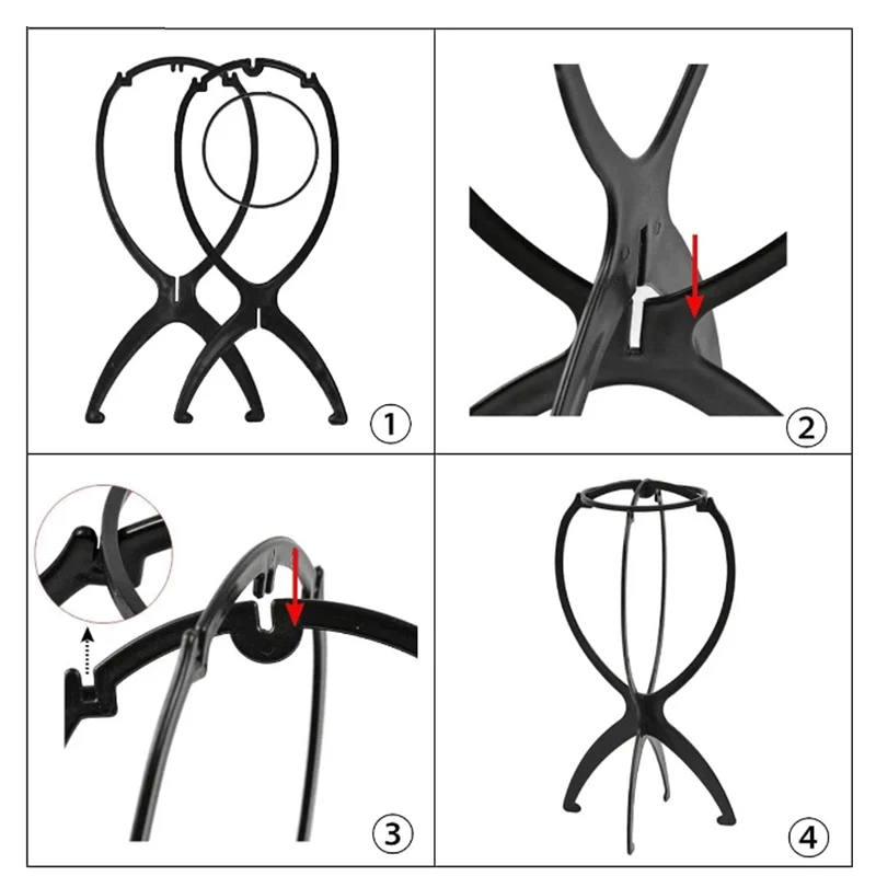 Folding Wig Stand 1Pc Portable Plastic Wig Head Stand Black Hang Hair Display Tools wig stand
