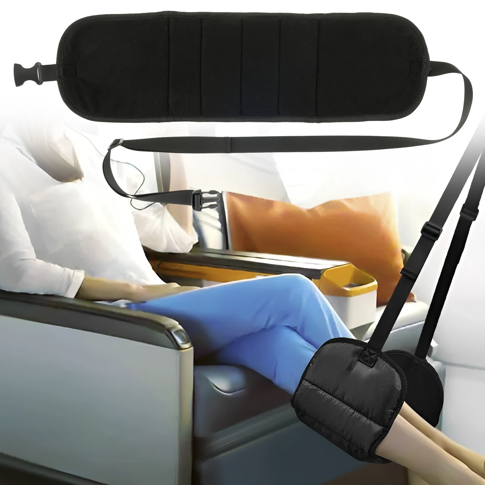 Airplane Footrest With No Feet Clashing Support Design, Portable Travel Foot Hammock, Memory Foam Plane Foot Rest To Relieve Feet Soreness