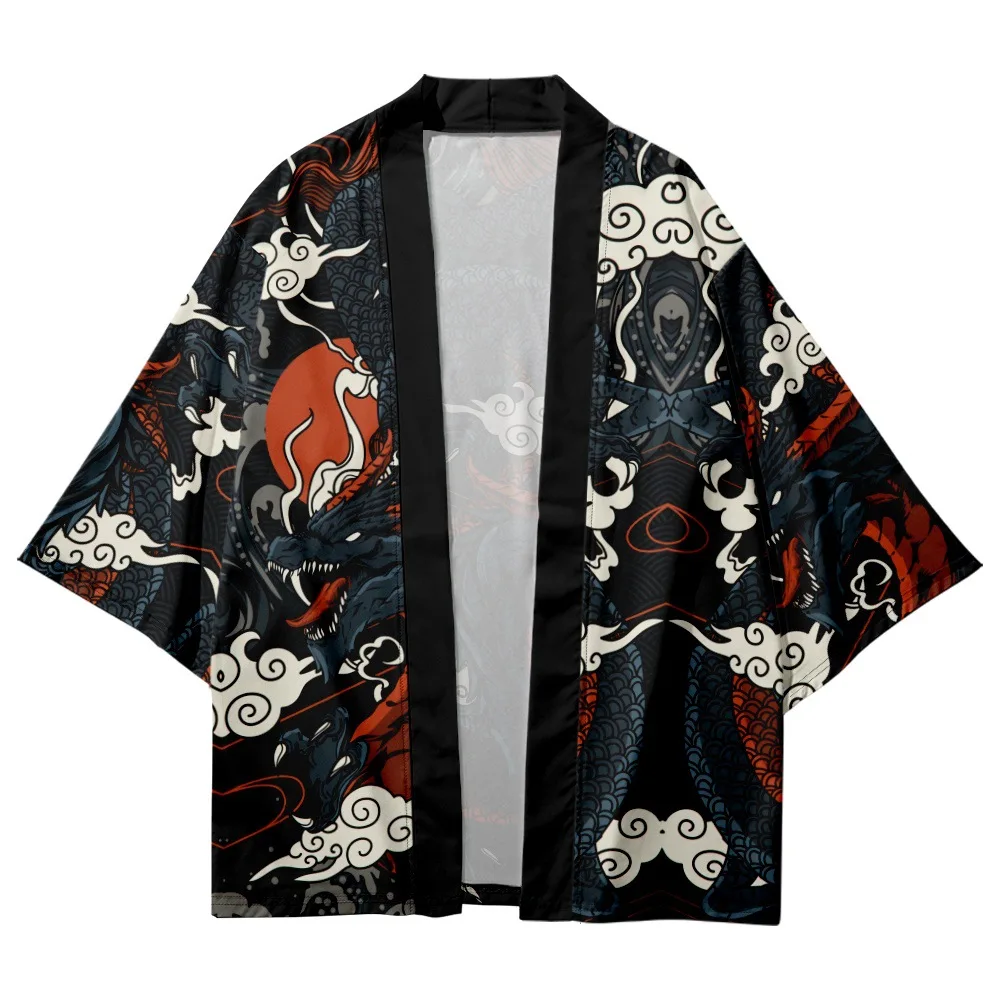 Plus Size 5XL 6XL Yukata Summer Loose Japanese Fashion Dragon Print Kimono Streetwear Cardigan Robe Women Men Haori Top