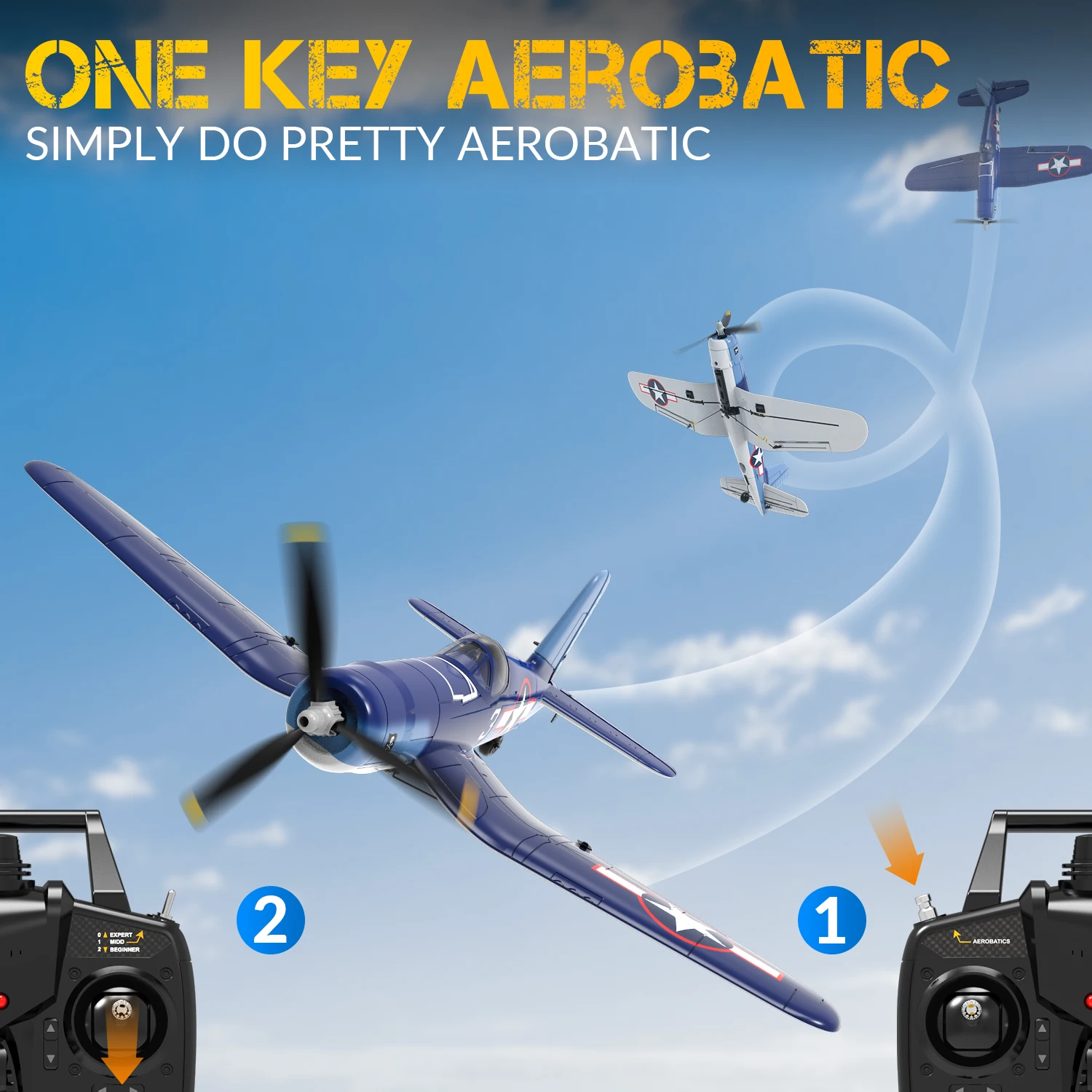 Volantex New F4U Corsair RC Plane EPP Foam 400mm Wingspan 4CH 6-Axis One Key Aerobatics XPilot Stabilization System RTF Airplane 2
