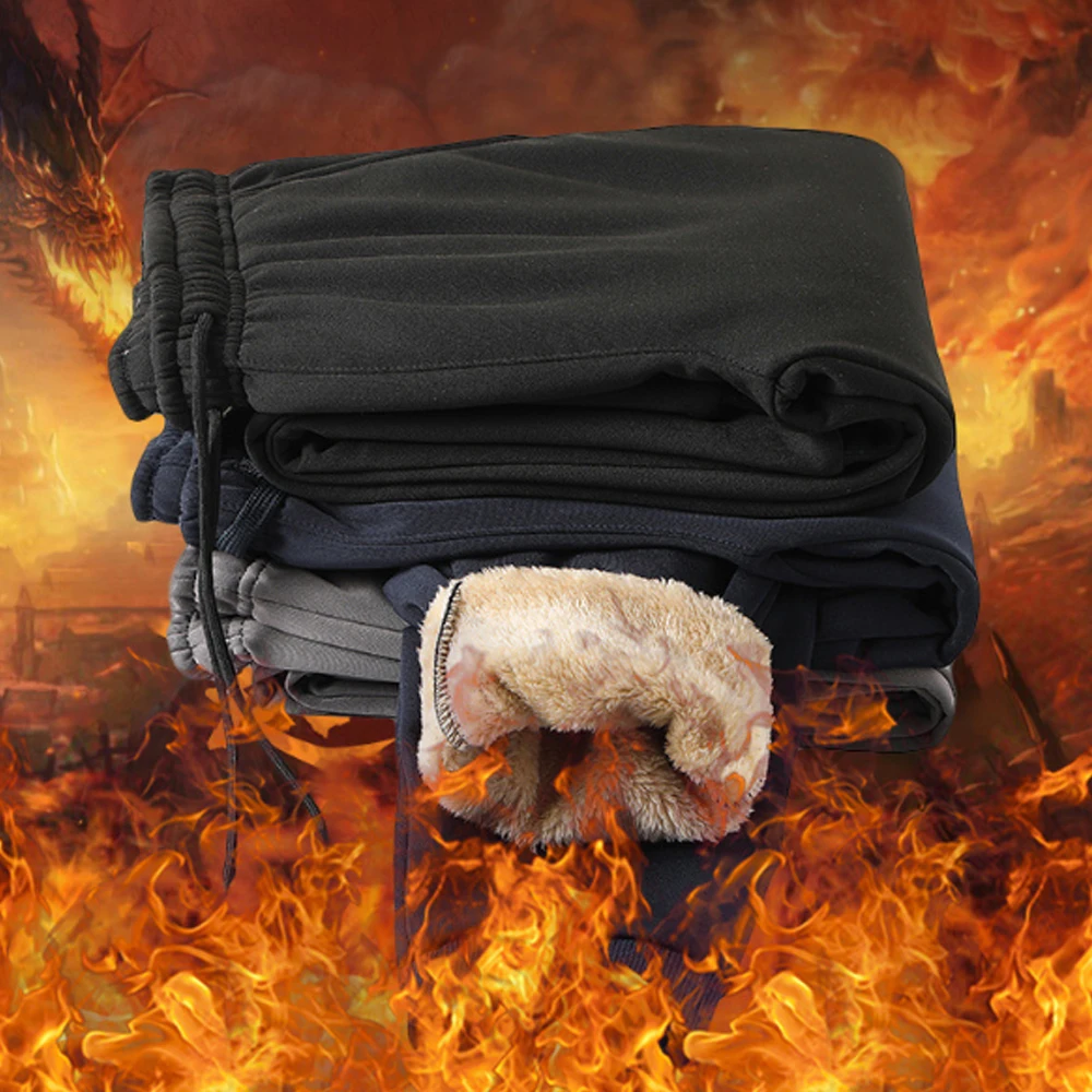 Winter Lamb Pants Men Thick Lambswool Warm Sweatpants Thermal Casual Trousers Joggers Thicker Sports Trouser Plus Size_voghion.com